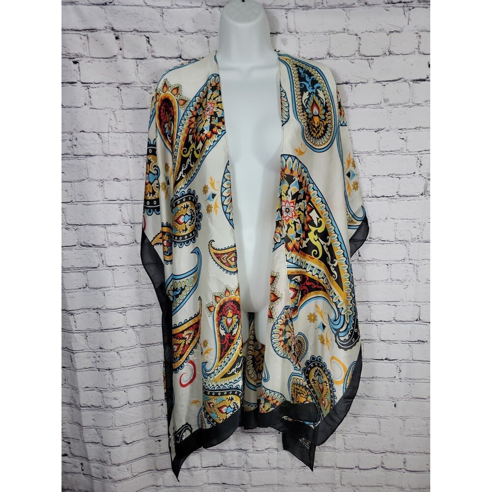 Paisley Duster Open Front Boho Shawl Resort Luxury Pretty Persuasions One Size